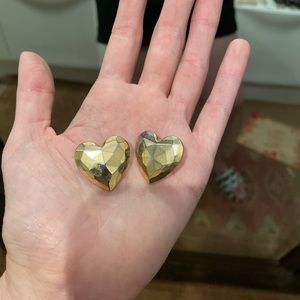 Vintage gold heart stud earrings